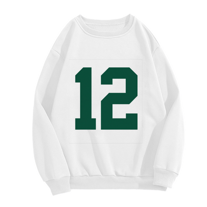 Retro Sporty Number 12 Bold Print Crewneck Sweatshirt