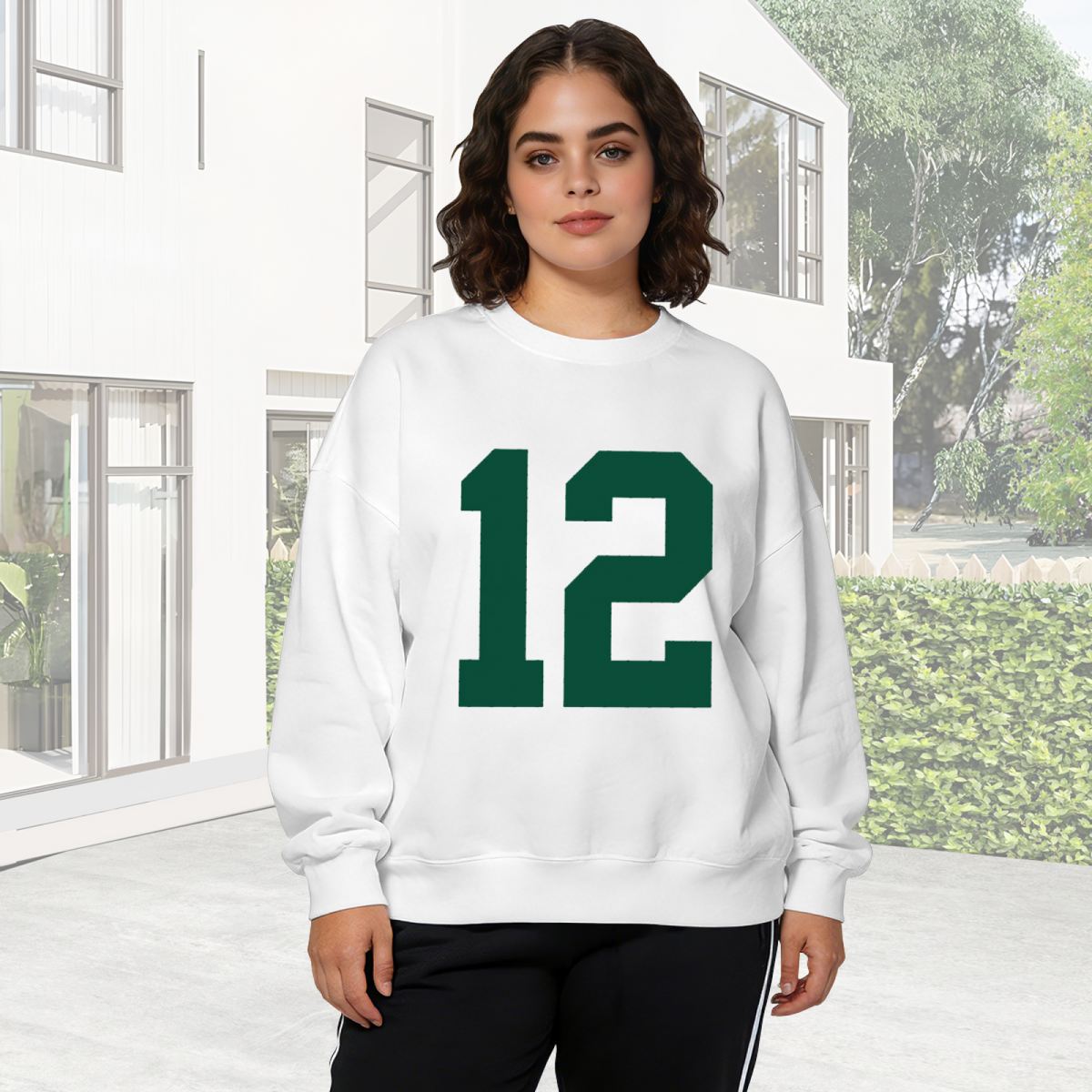 Retro Sporty Number 12 Bold Print Crewneck Sweatshirt
