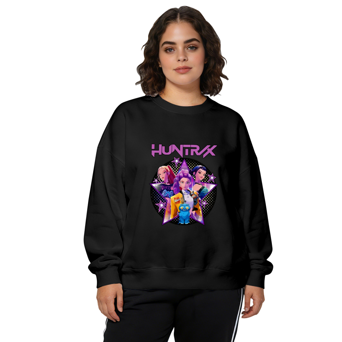 Huntrx Anime Girls Star Circle Graphic Crewneck Sweatshirt