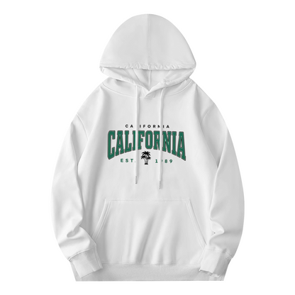 Retro California Palm Tree Varsity Print Hoodie