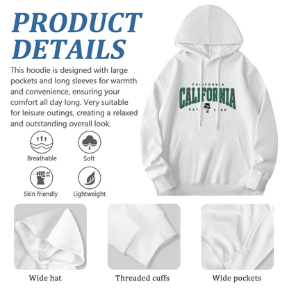 Retro California Palm Tree Varsity Print Hoodie