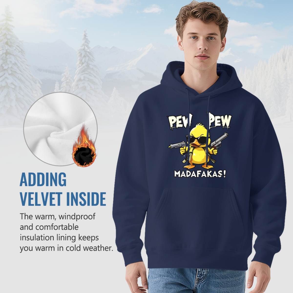 Pew Pew Madafakas Funny Gun?Toting Duck Cartoon Hoodie