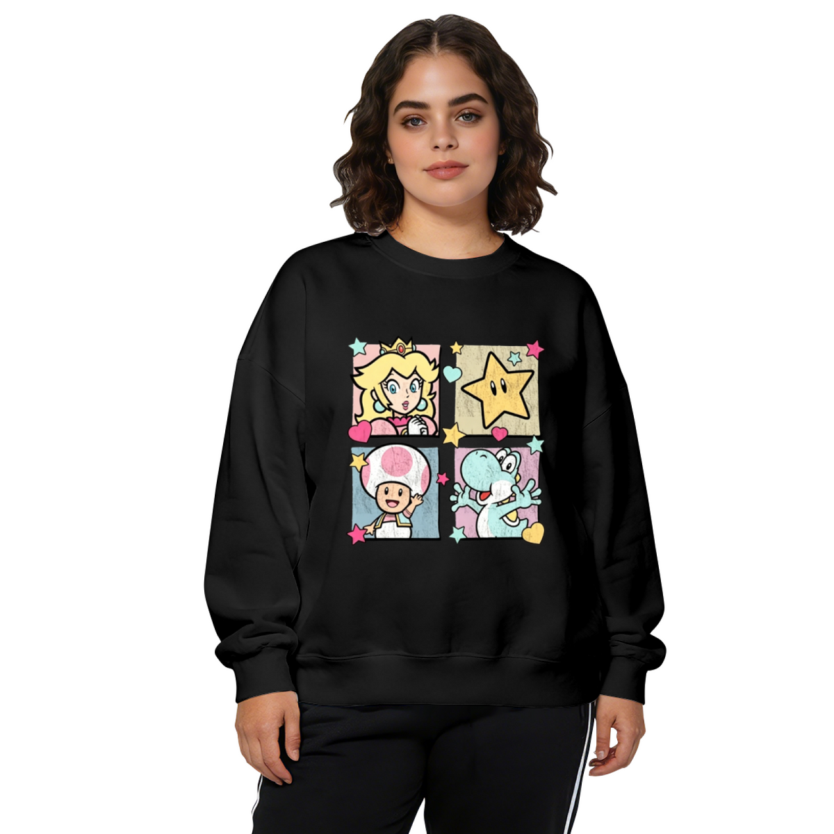 Super Mario Princess Peach Retro Game Block Art Crewneck Sweatshirt