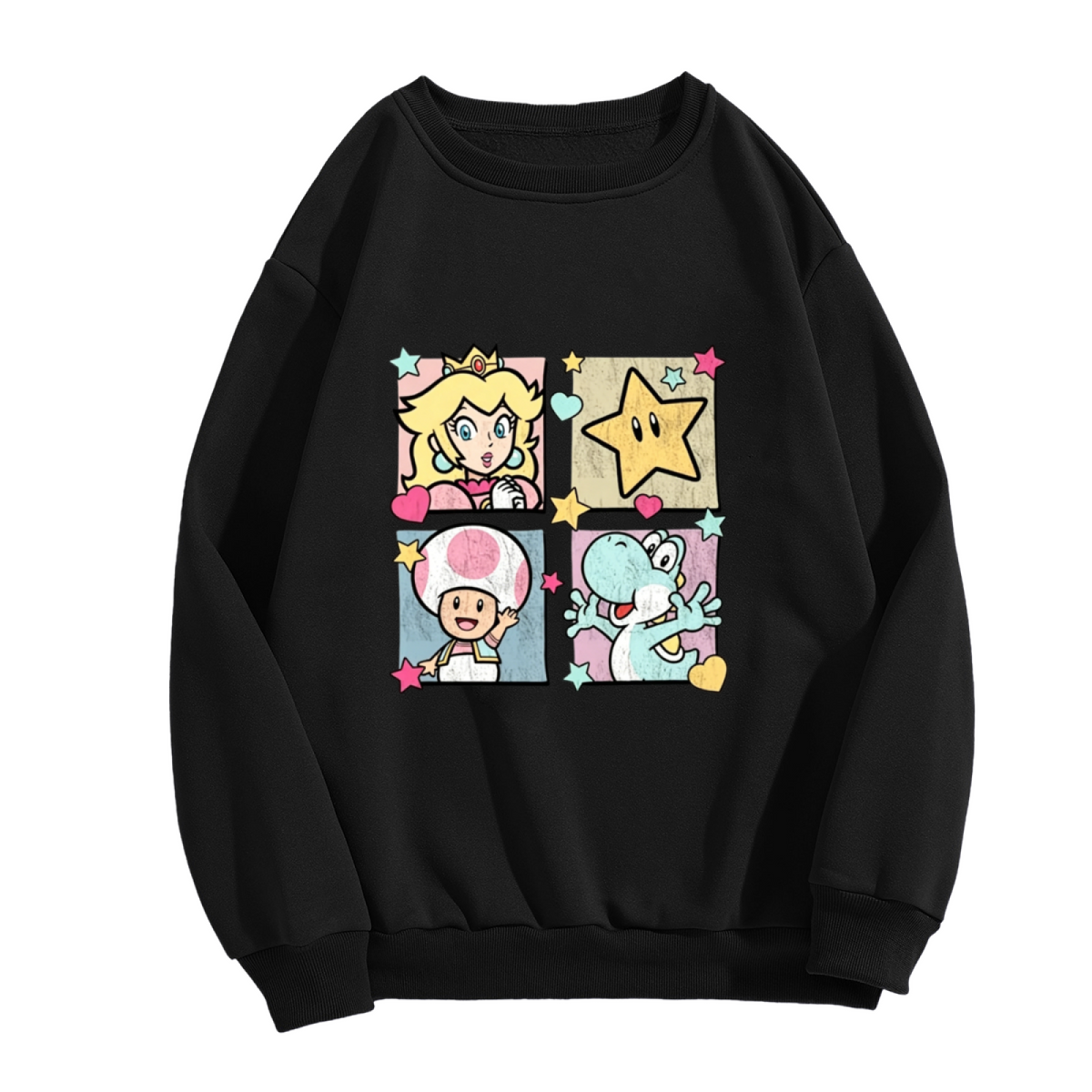 Super Mario Princess Peach Retro Game Block Art Crewneck Sweatshirt