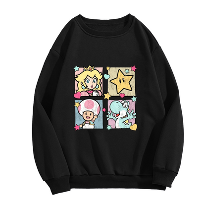 Super Mario Princess Peach Retro Game Block Art Crewneck Sweatshirt