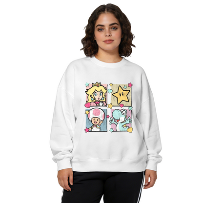 Super Mario Princess Peach Retro Game Block Art Crewneck Sweatshirt