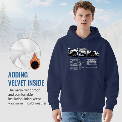 Sports Car Blueprint Racing Enthusiast Graphic Hoodie