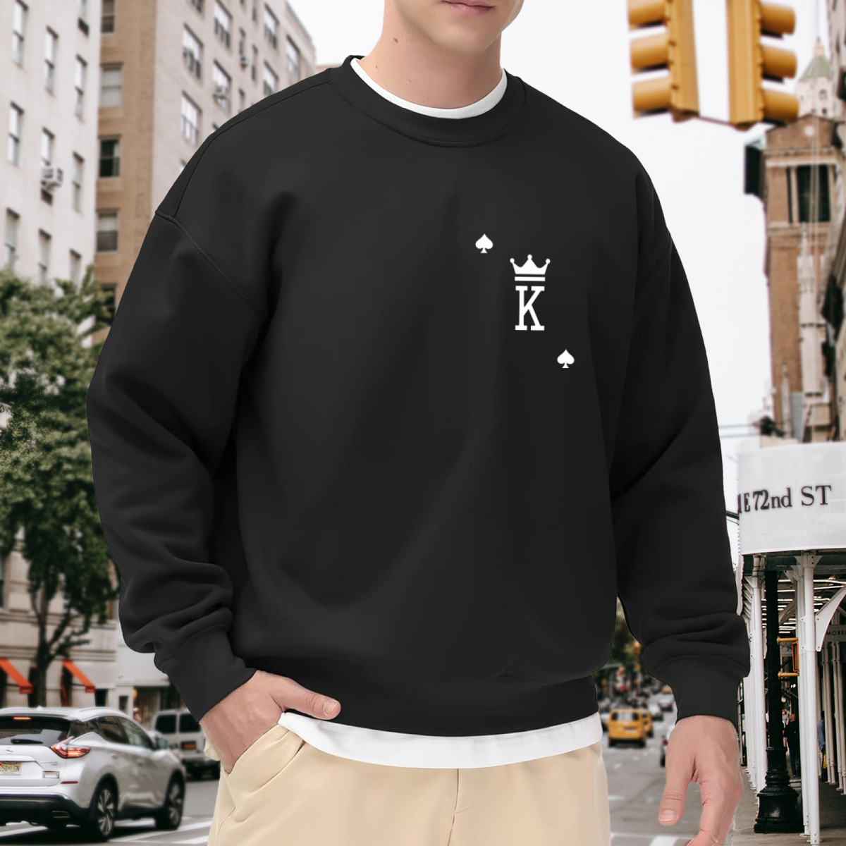 Mini King K Spade Crown Minimal Crew Sweatshirt
