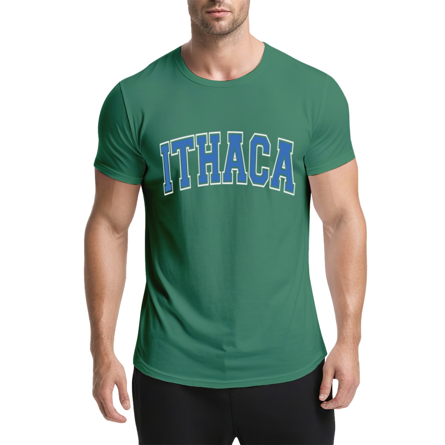 Vintage Ithaca College Letter Print Grey T-Shirt, Preppy Campus Couple Casual Top