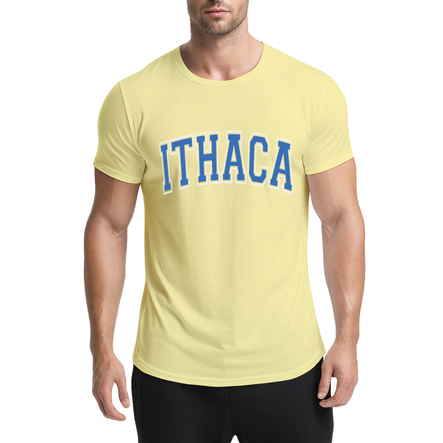Vintage Ithaca College Letter Print Grey T-Shirt, Preppy Campus Couple Casual Top