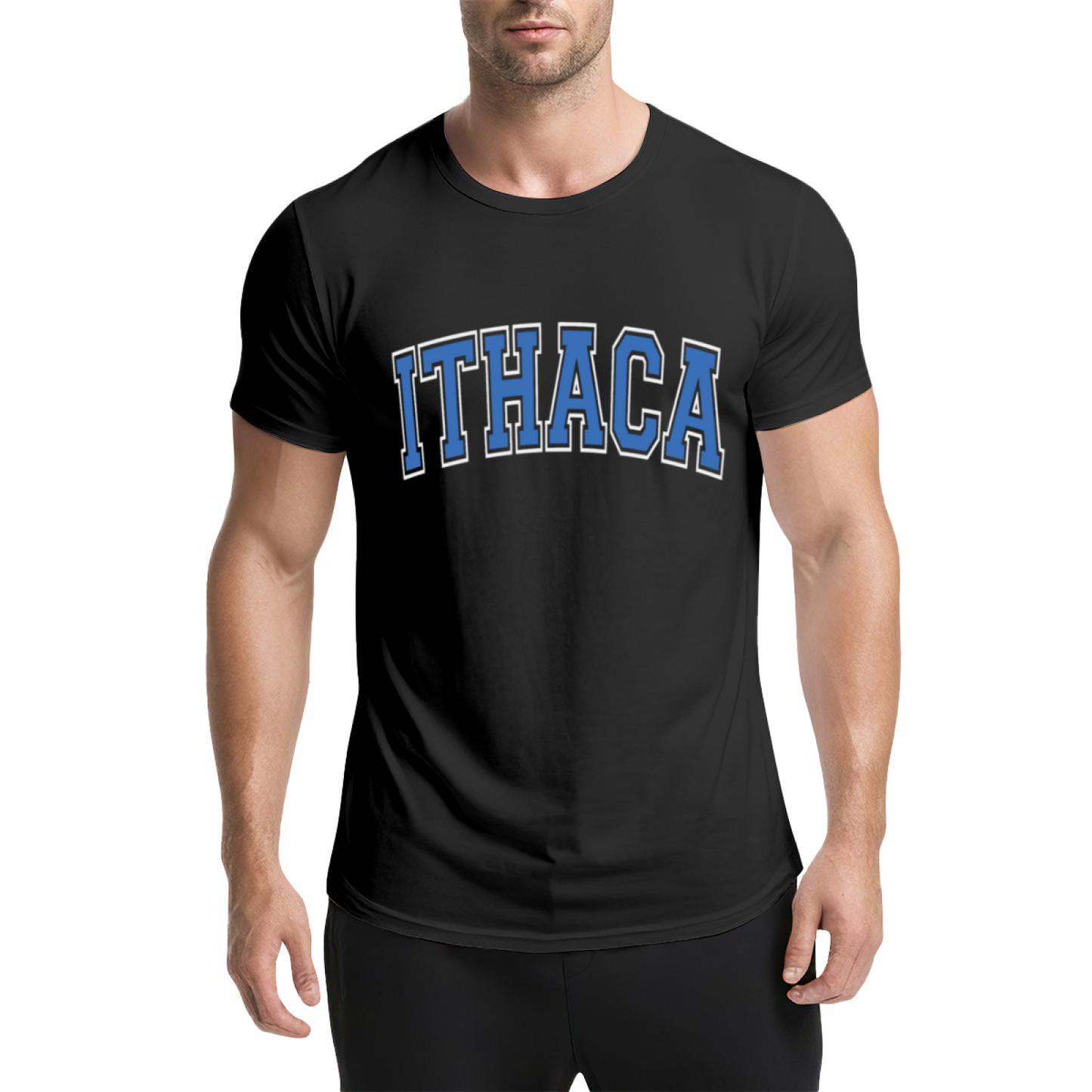 Vintage Ithaca College Letter Print Grey T-Shirt, Preppy Campus Couple Casual Top