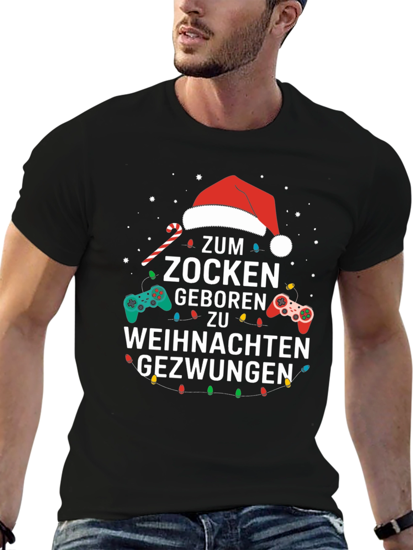 Gamer Christmas T-Shirt - Zum Zocken Gezwungen