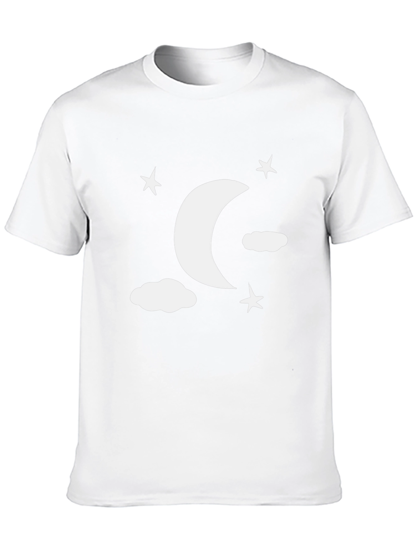 Moon Stars Clouds Graphic Tee - Black Casual Shirt