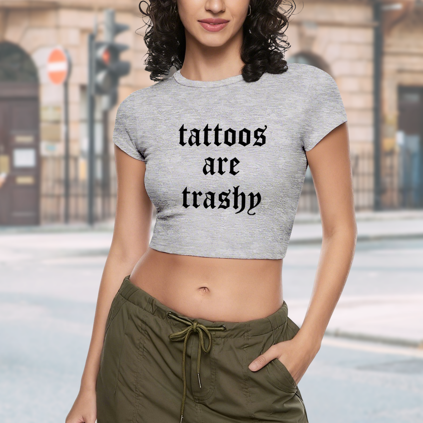 Stylish Scribble Love Hot Pink Slim Crop Top