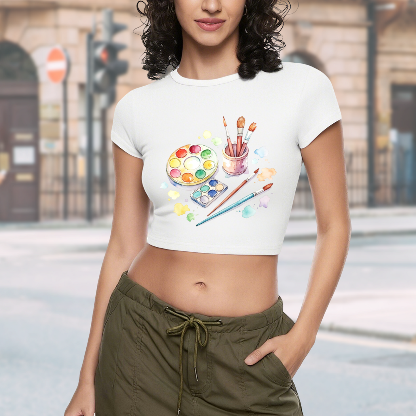 Watercolor Artist Paint Palette Aesthetic Baby Tee