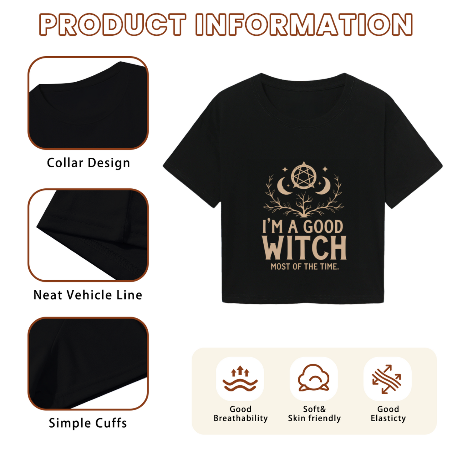 I¡¯m A Good Witch Mystic Moon Black Gothic Crop Tee