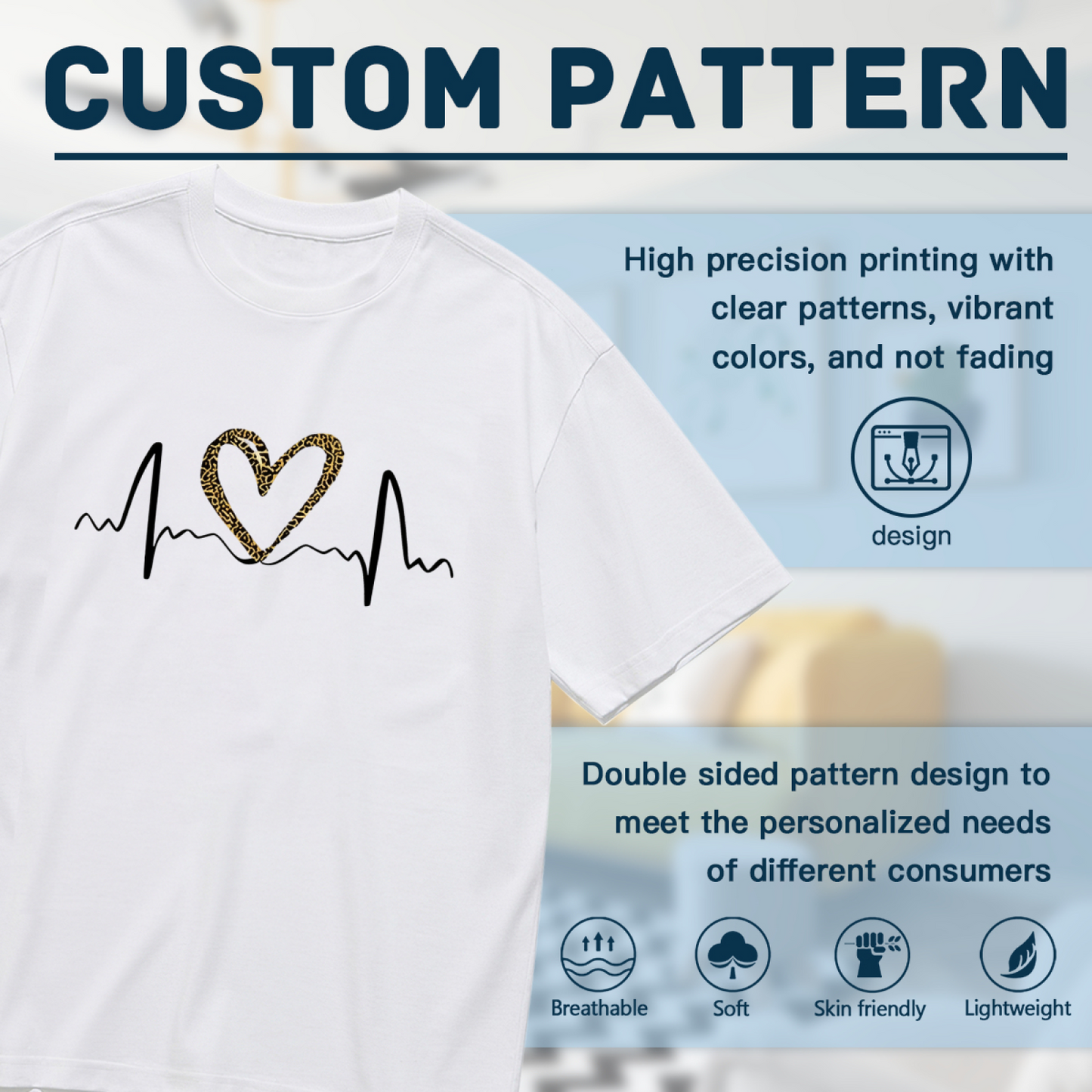 Leopard Print Heartbeat Wild Love ECG Graphic Tee