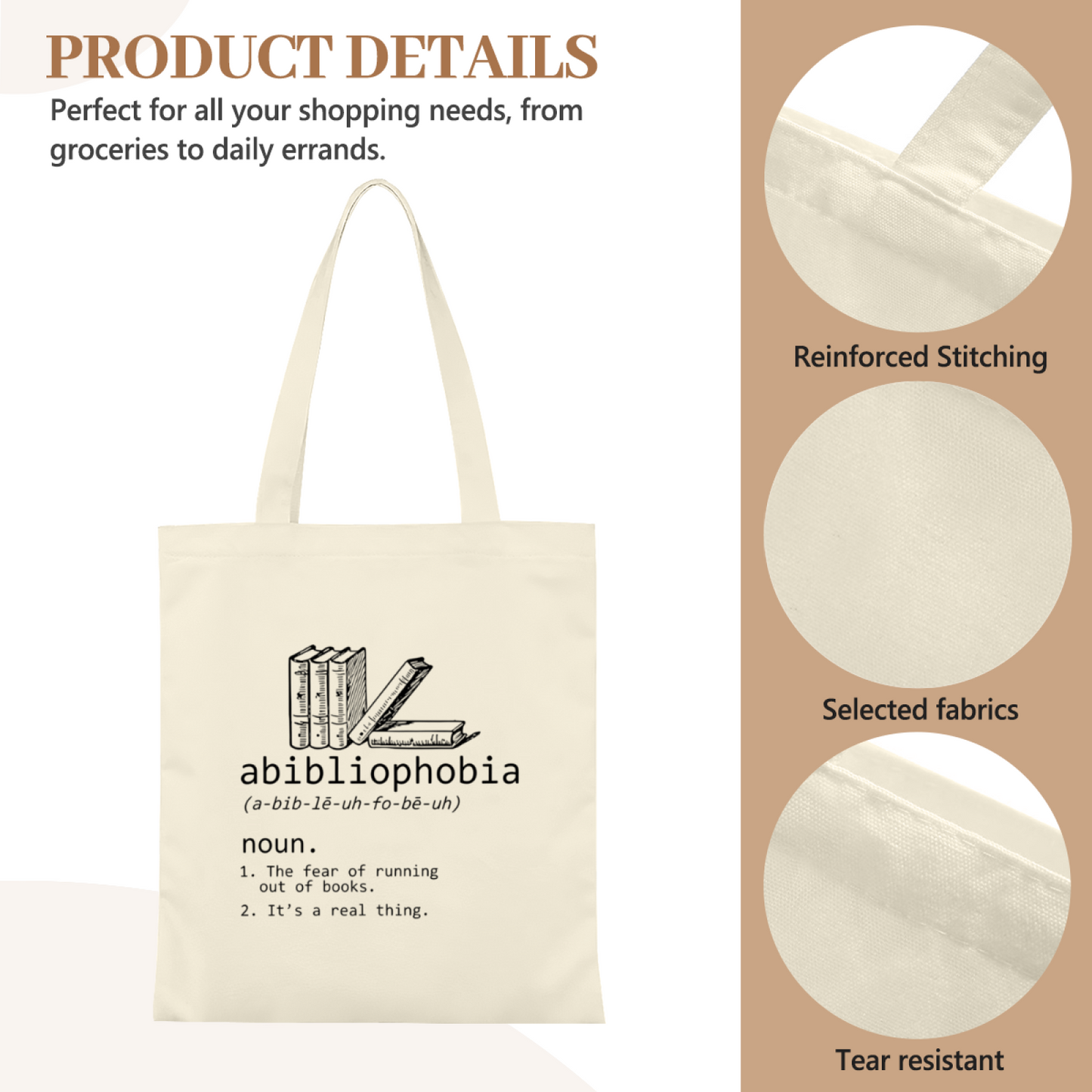Bibliophile Definition Art Canvas Bag | Unique Book Fan Thickened Student Tote
