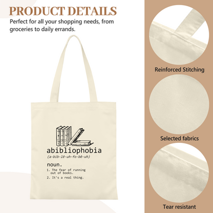 Bibliophile Definition Art Canvas Bag | Unique Book Fan Thickened Student Tote