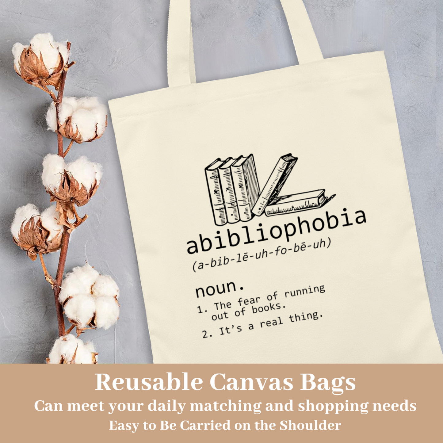 Bibliophile Definition Art Canvas Bag | Unique Book Fan Thickened Student Tote