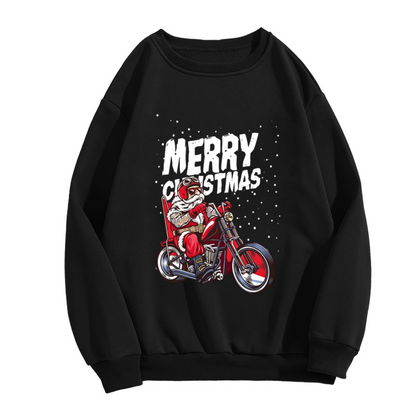 Biker Santa Cool Christmas Vintage Crewneck Sweatshirt