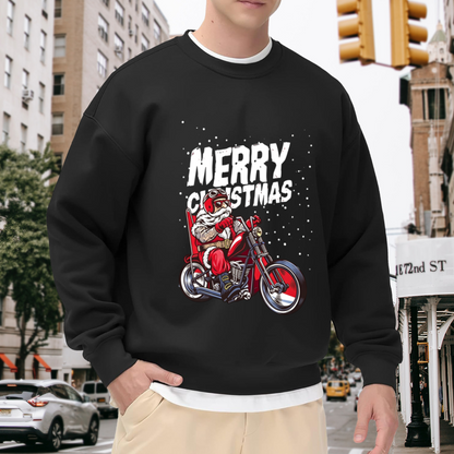 Biker Santa Cool Christmas Vintage Crewneck Sweatshirt