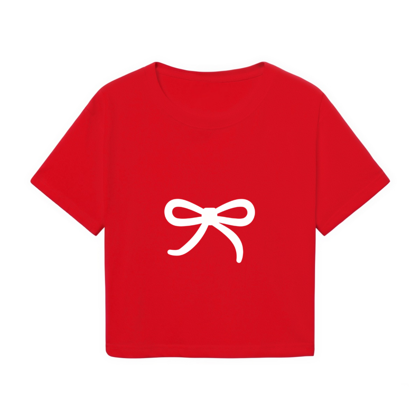 Simple White Bow Coquette Red Cropped T-shirt