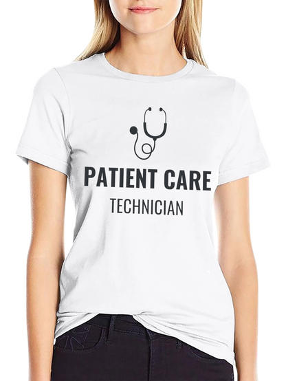 Patient Care Technician Stethoscope Black T-Shirt