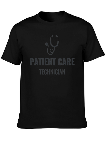 Patient Care Technician Stethoscope Black T-Shirt