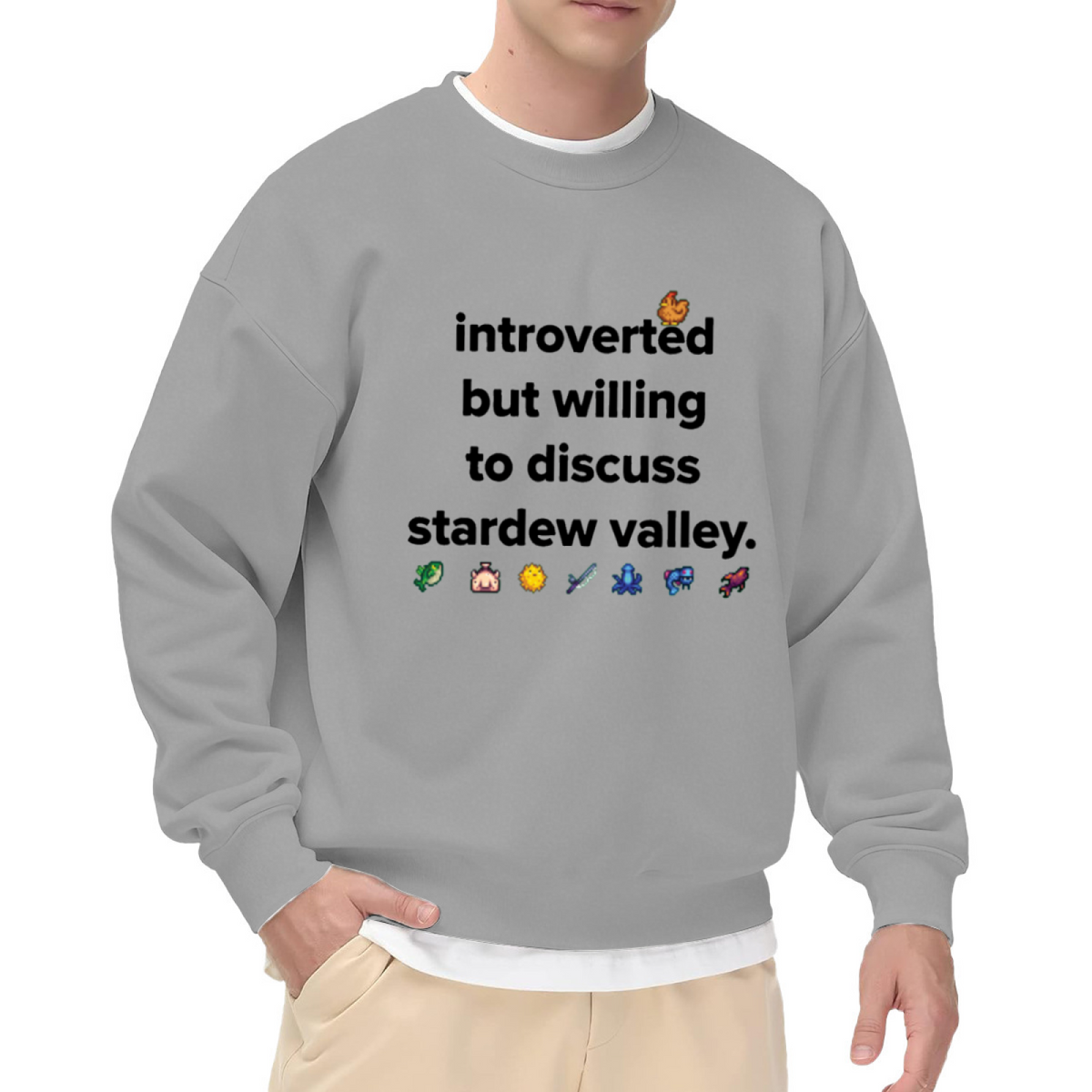 Introverted But Willing To Discuss Stardew Valley Pixel Game Crewneck Sweatshirt