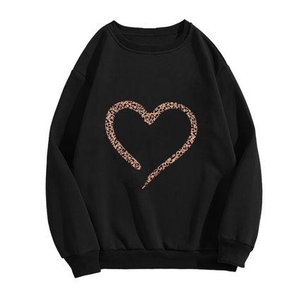 Leopard Print Outline Heart Crewneck Sweatshirt