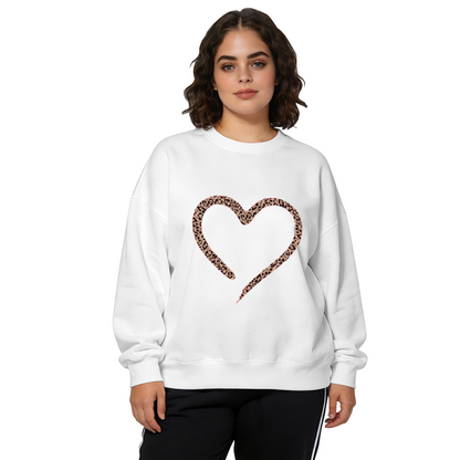 Leopard Print Outline Heart Crewneck Sweatshirt