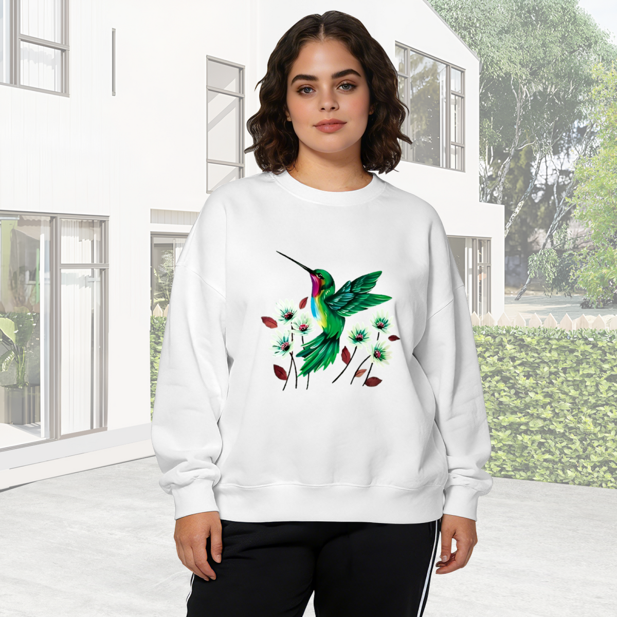 Fun Garfield Cartoon Character Print Black Crewneck Sweatshirt