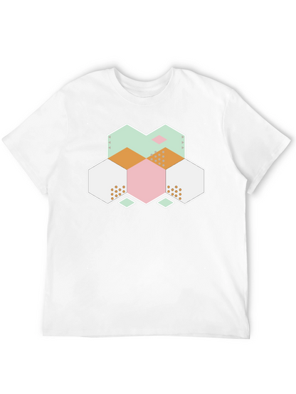 Geometric Hexagon Graphic Tee - Modern Abstract Design