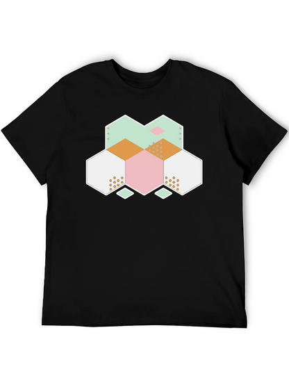Geometric Hexagon Graphic Tee - Modern Abstract Design