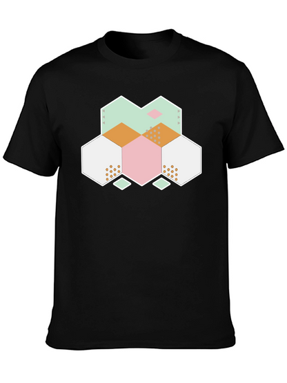 Geometric Hexagon Graphic Tee - Modern Abstract Design