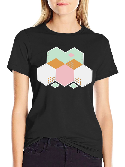 Geometric Hexagon Graphic Tee - Modern Abstract Design