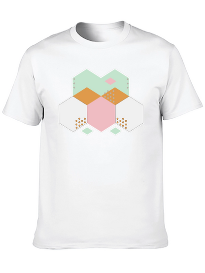 Geometric Hexagon Graphic Tee - Modern Abstract Design