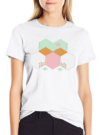 Geometric Hexagon Graphic Tee - Modern Abstract Design