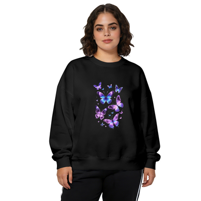 Glowing Purple?Blue Magical Butterfly Crewneck Sweatshirt