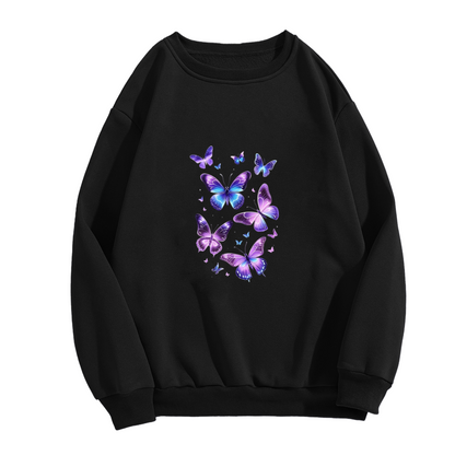 Glowing Purple?Blue Magical Butterfly Crewneck Sweatshirt