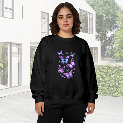 Glowing Purple?Blue Magical Butterfly Crewneck Sweatshirt