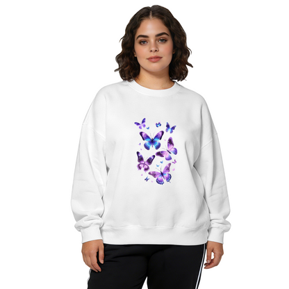Glowing Purple?Blue Magical Butterfly Crewneck Sweatshirt