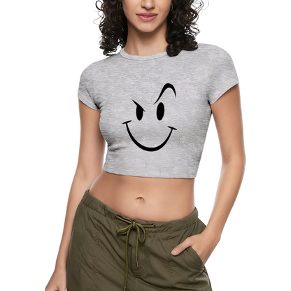 Mischievous Wink Smiley Face Hot Pink Crop Tee