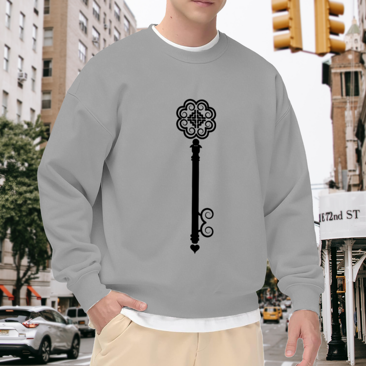 Vintage Ornate Celtic Skeleton Key Retro Art Crewneck Sweatshirt