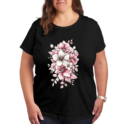 Soft Pink & White Floral Art Aesthetic Women¡¯s Tee