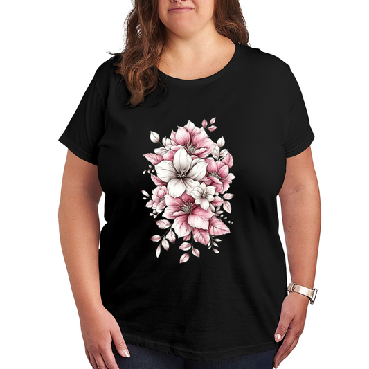 Soft Pink & White Floral Art Aesthetic Women¡¯s Tee