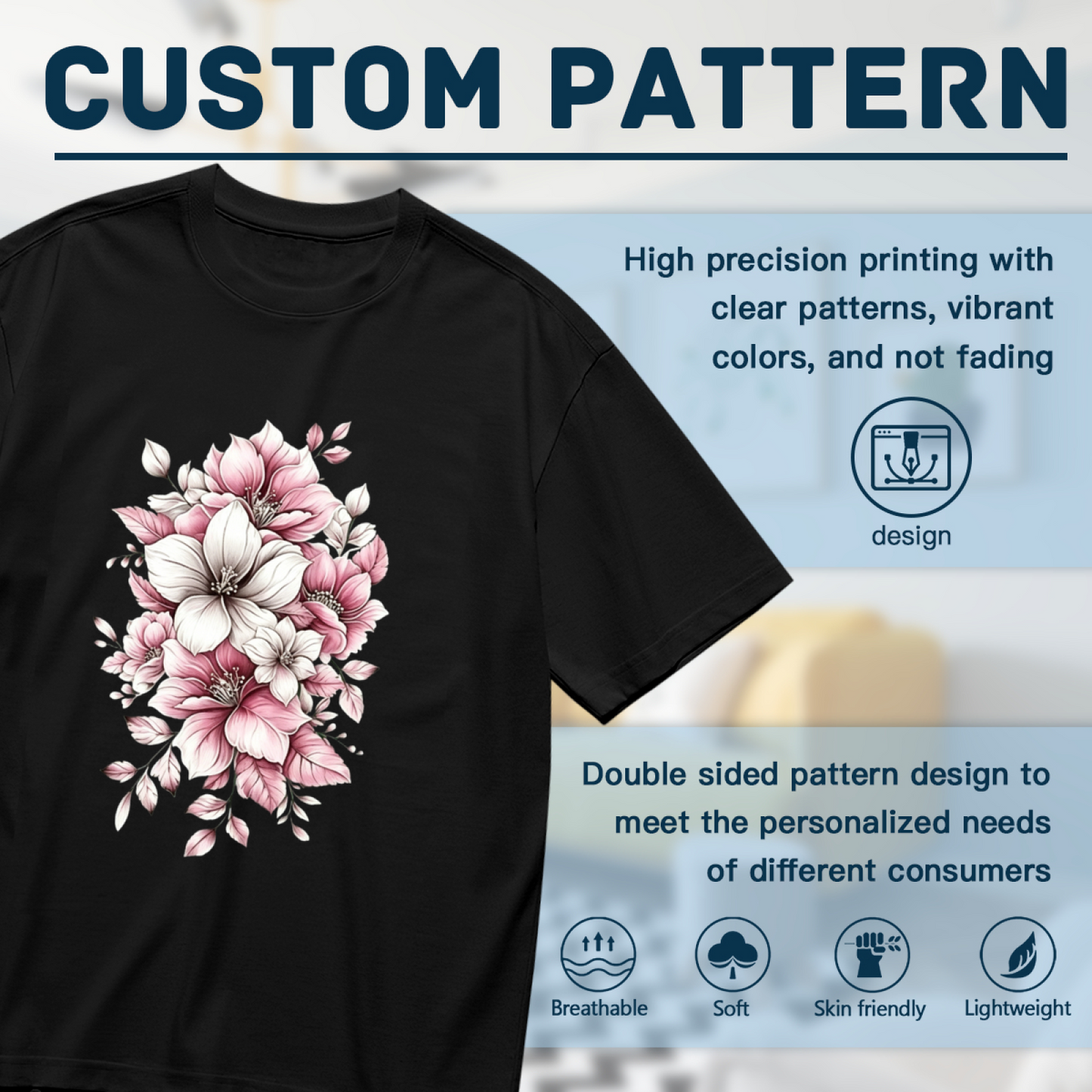 Soft Pink & White Floral Art Aesthetic Women¡¯s Tee