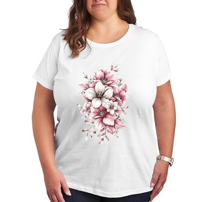 Soft Pink & White Floral Art Aesthetic Women¡¯s Tee