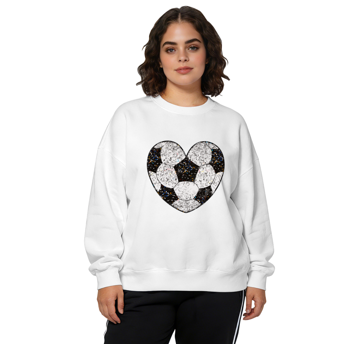 Sparkly Soccer?Shaped Heart Crewneck Sweatshirt